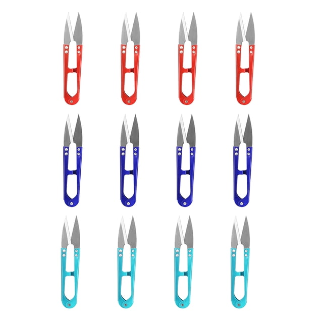 Tijeras para hilo y hilo pequeñas de colores, paquete de 12 para uso doméstico