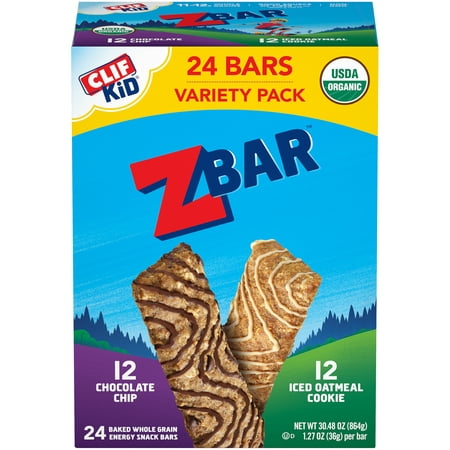 Clif ZBar Organic Chocolate Chip & Iced Oatmeal Cookie Energy Snack Variety Pack 1.27 Oz 24 Ct