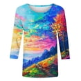 thumbnail image 4 of Womens Blouses Long Sleeve Women's Fashion Printed T-Shirt 3/4 Sleeves Blouse Round Neck Casual Tops, 4 of 5