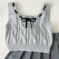 thumbnail image 4 of XAOWF Child Girls Casual 3PC Sets Knitted Vest Turndown Collar Shirt Half Length Pleated Skirt School Style Outfits Stylish Leisure Clothes Outfits 3-4 Years, 4 of 7