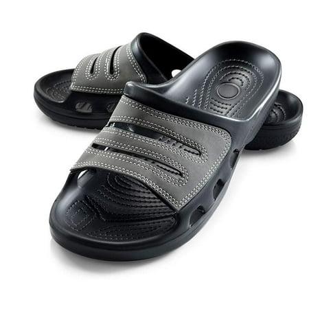 Roxoni Men's Open Toe Slip On Slide Slippers; Very Lightweight with Foam Upper-Great for Beach