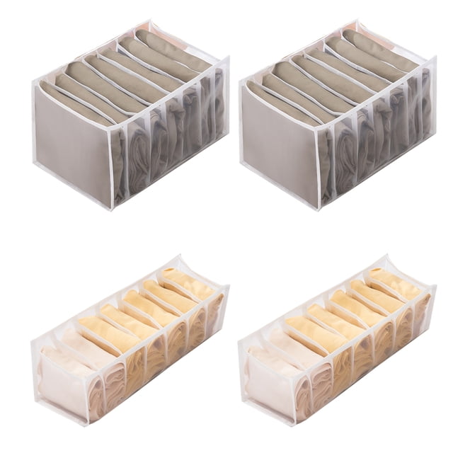 Ficarrico Divisor organizador de cajones de 4 piezas, transparente, flexible, para ropa interior, maquillaje, corbatas, calcetines