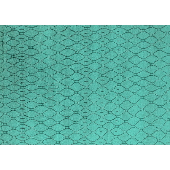 Ahgly Company Machine Washable Indoor Rectangle Oriental Turquoise Blue Industrial Area Rugs, 2' x 5'