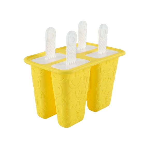 Embossed Smiley Face Silicone Ice Pop Molds-4 Yellow