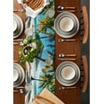 thumbnail image 5 of Ocean Burlap Cotton Table Runner 13x72 Inches Long, Palms Tropical Island Summer Beach Sea Water Farmhouse Table Runners, Outdoor Dining Tablecloths Decor for Baby Shower/Party/Wedding, 5 of 6