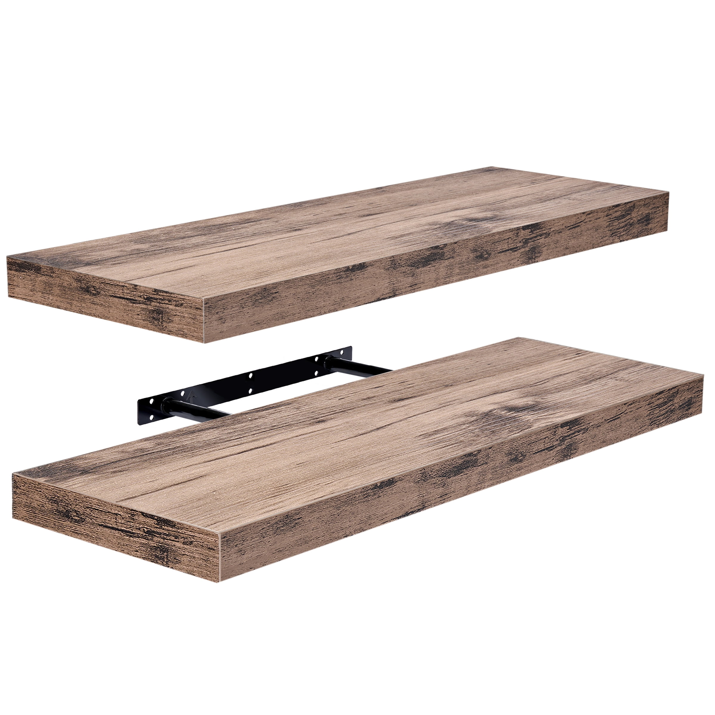 Sorbus 2 Pack Wood Floating Shelves Wall Hanging Length 24-inch, Mahogany