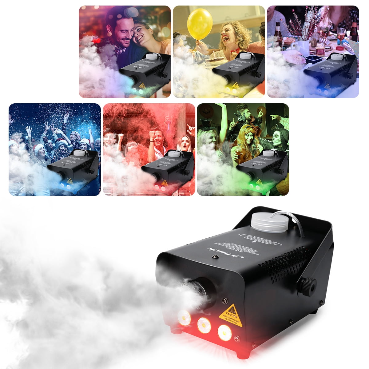 Smoke Machine w//Lights softeen 500W Party Fog Machine w// 2 Wireless Remote Controls 2019 UPGRADED Fogging Machine w//Colorful LED Light Effect for Holidays Parties Weddings Christmas Halloween
