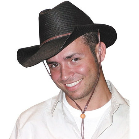 Rolled Edge Black Cowboy Hat Adult Halloween Accessory
