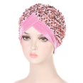 thumbnail image 5 of Women Glitter Sequins Headscarf Headband Head Wraps Muslims Bonnet Hijab Chemo Cap Turban Hat BROWN, 5 of 8