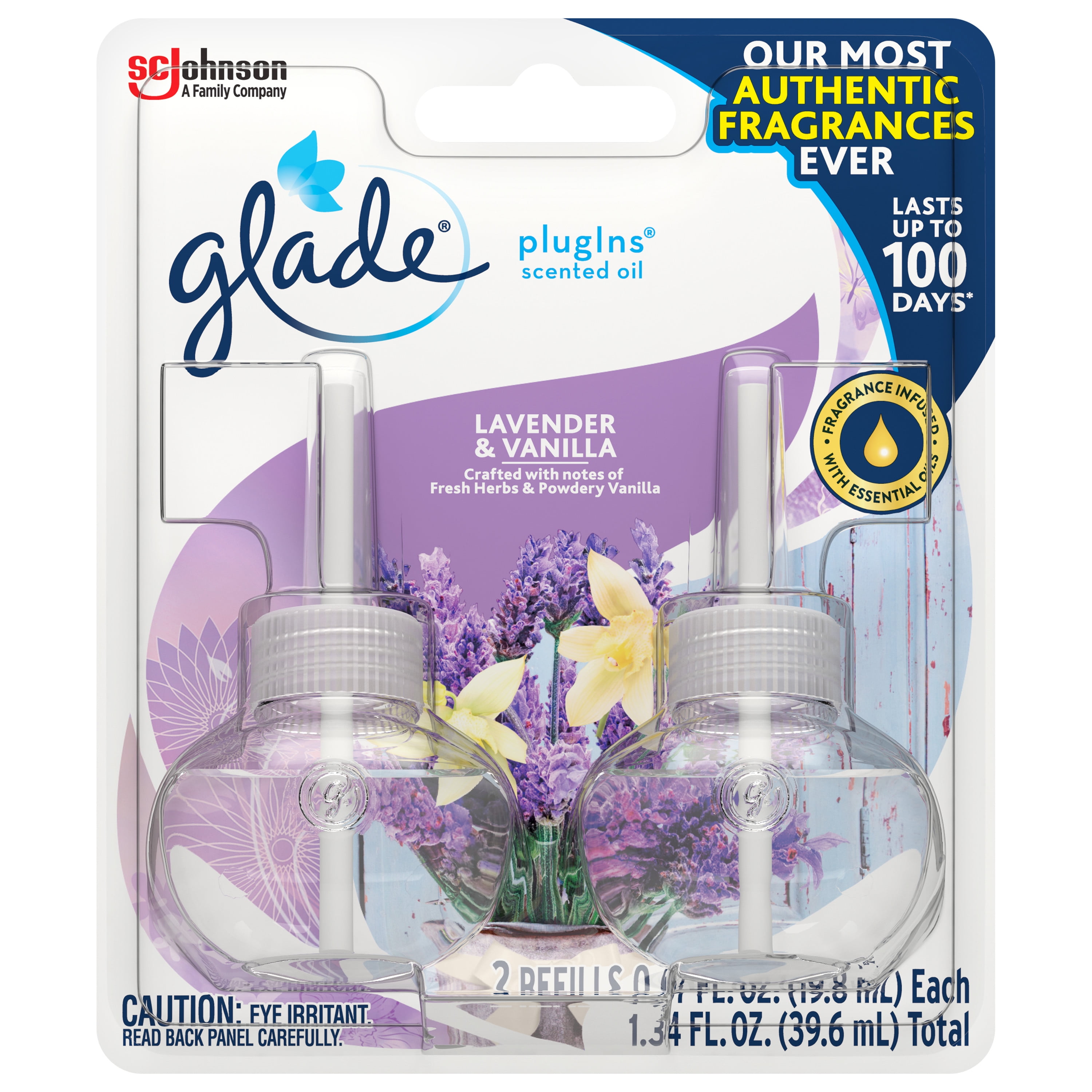Glade PlugIns Refill 2 CT, Lavender & Vanilla, 1.34 FL. OZ. Total