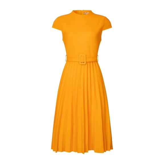 DARING DIVA Mock Neck Cap Sleeve Belted A-Line Dress 2XL Yellow