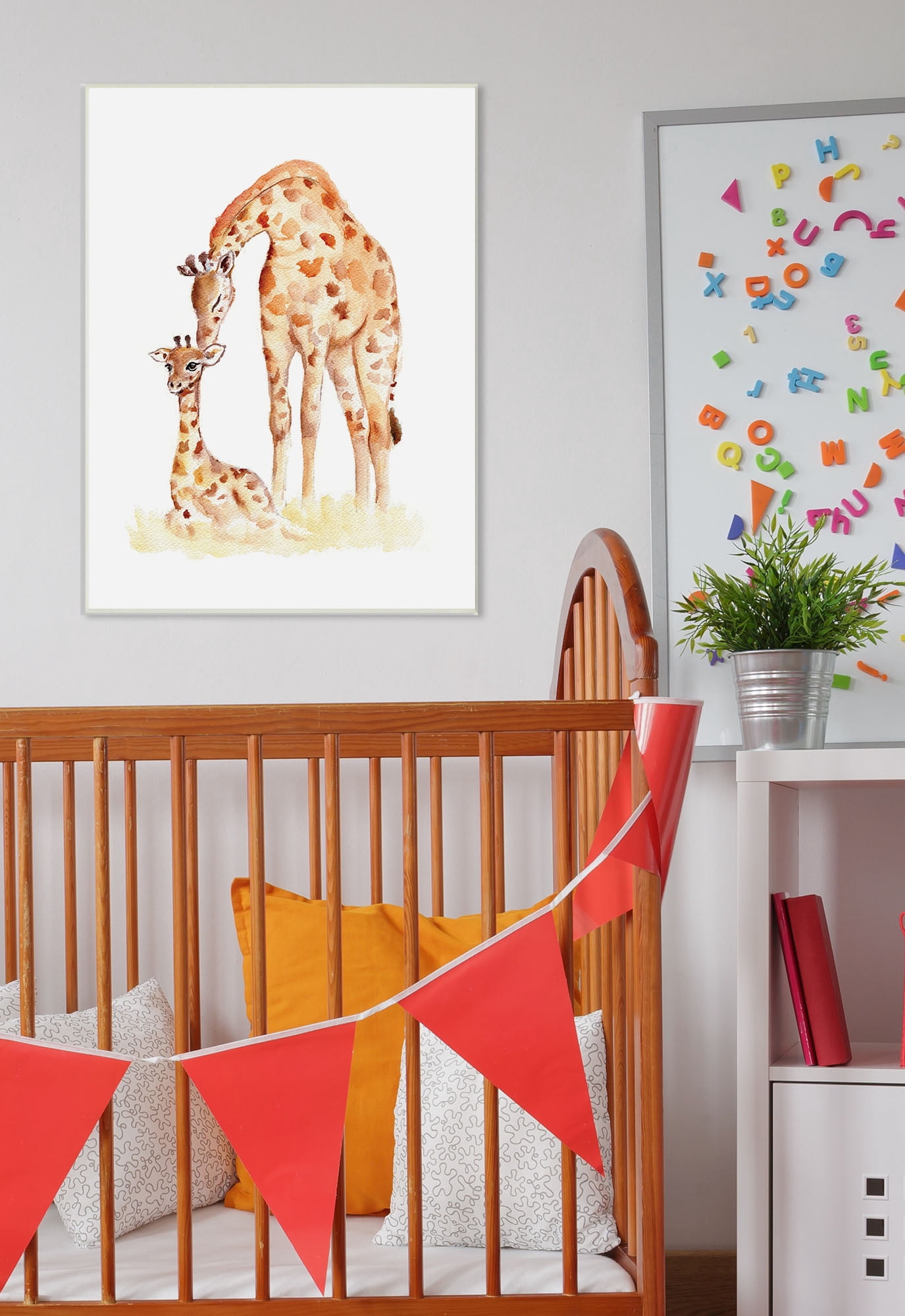 Giraffe Family Illustration Wall Plaque Art, 10 x 0.5 x 15