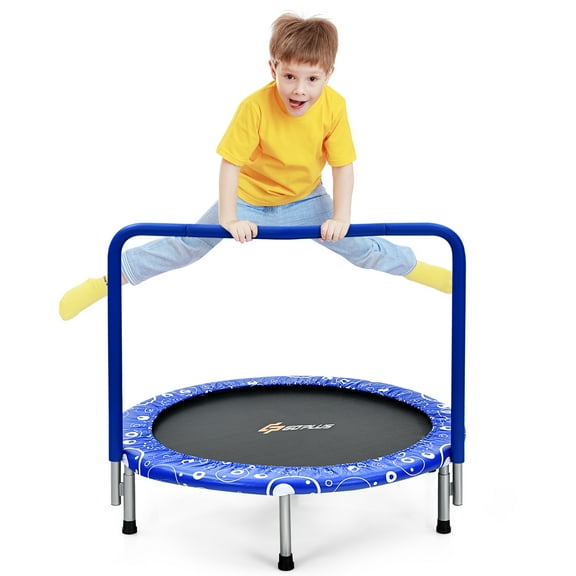 Costway 36" Kids Trampoline Rebounder W/Full Covered Handrail & Pad Indoor Outdoor Blue