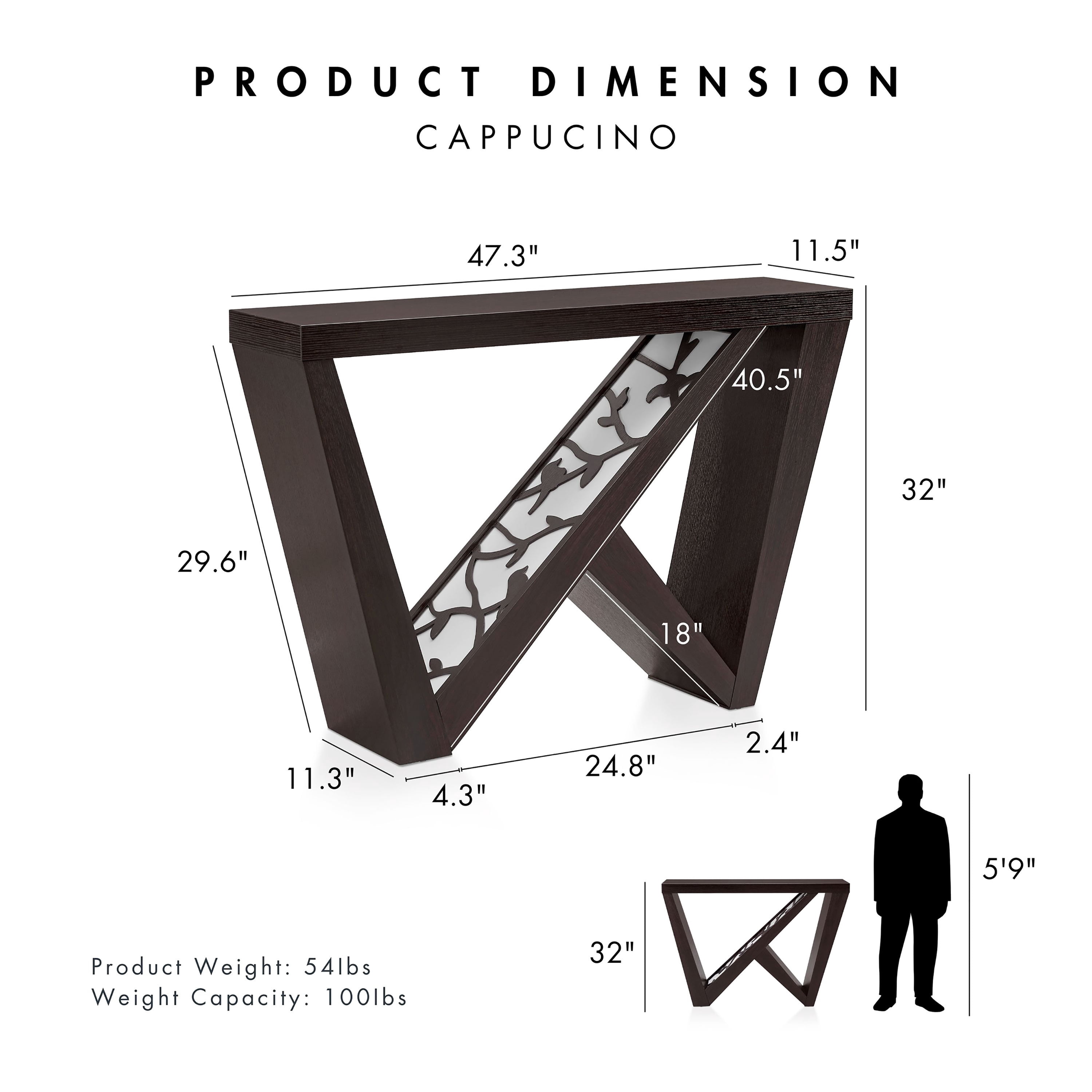 Furniture of America Wyll Contemporary LED Wood Console Table with Remote, Cappuccino
