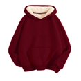 thumbnail image 2 of SGMVNU Women's Lined Hoodie Casual Long Sleeve Pullover Hooded Sweatshirt Winter Warm Clothes with Pocket(Red#2, XL), 2 of 4