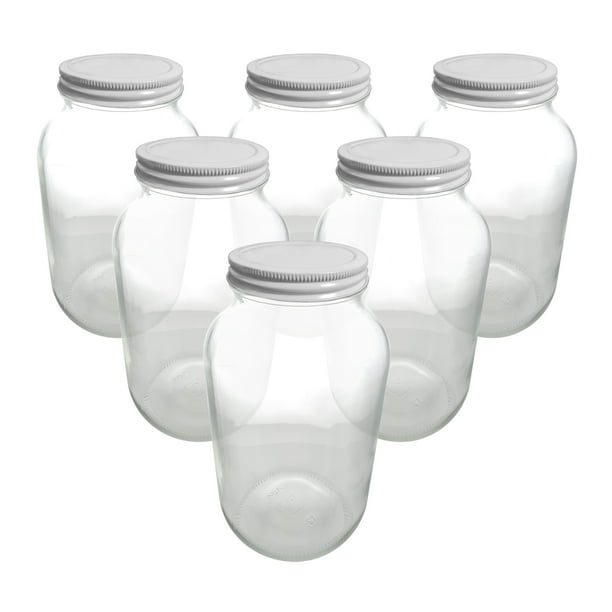 64oz Wide Mouth Jars With Solid 83mm Metal Lids (Pack of 6) - Walmart ...