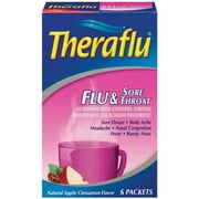 Theraflu Apple Cinnamon Flavor Powder Flu & Sore Throat 6 Ct