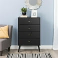 thumbnail image 2 of Wright Home Mid-Century Engineered Wood Modern 4 Drawers Chest in Black, 2 of 10