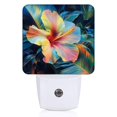 thumbnail image 2 of Square LED Night Lights Lamp with Dusk to Dawn Sensor, Colorful Fusao Flower Surrounded By Tropical Plants Night Light Plug Into Wall for Kids Room, Bedroom, Bathroom, Kitchen, Hallway, 2 of 3