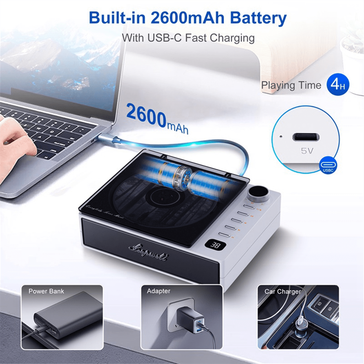 Portable Cd Player Wireless Bluetooth Speakers FM Radio Music Album Player Home CD Machine English AB Repeater