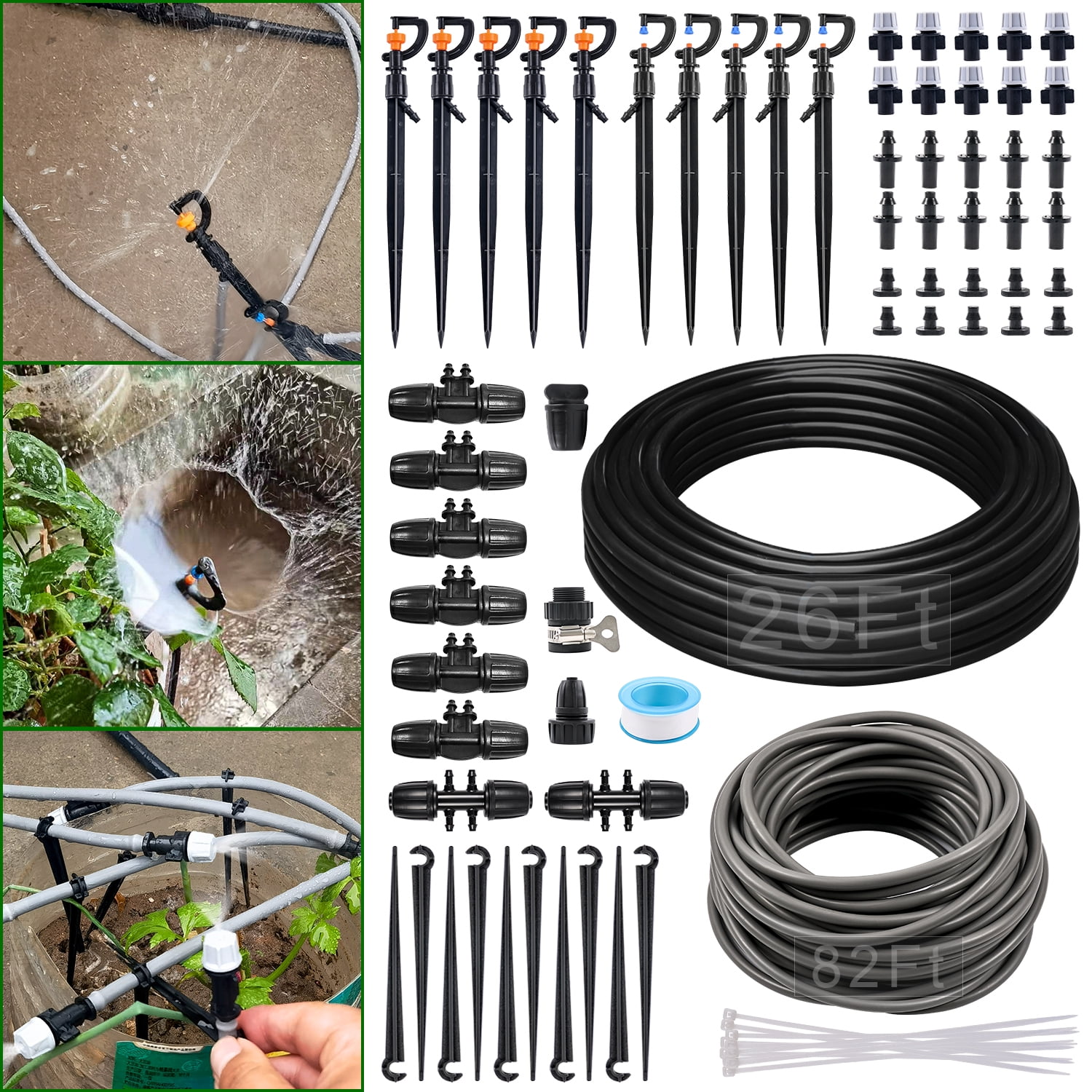 Garden Hose Irrigation System Pipe Tubing Watering Drip Automatic Patio 1/4" 