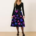 thumbnail image 4 of Fgvctg Valentine's Day Womens Dresses Soft Long Sleeve Vintage Cocktail Dress Plus Size 50's Dress Sweet Love Heart Graphic Date-Night Outfits V Neck Clothes Dark Blue M, 4 of 4