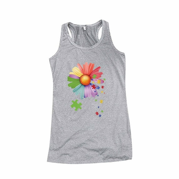 JINMGG Tank Tops for Women under $5,Women's Casual Fashion Love Solid Color Printed Vest Top Gray M