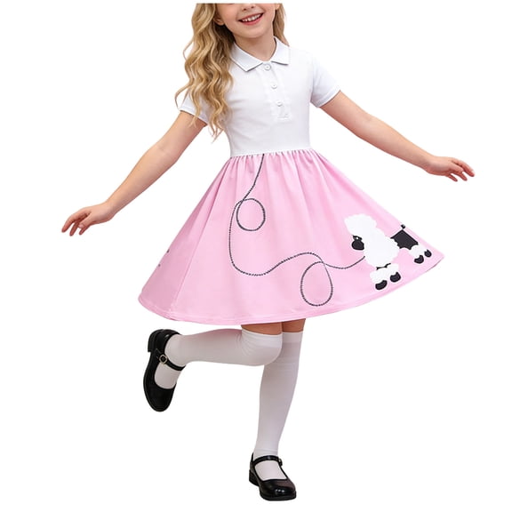 JFOPQVSM Kids Poodle Skirt for Girls 1950s Dress Costume for Dance Cosplay Career Day