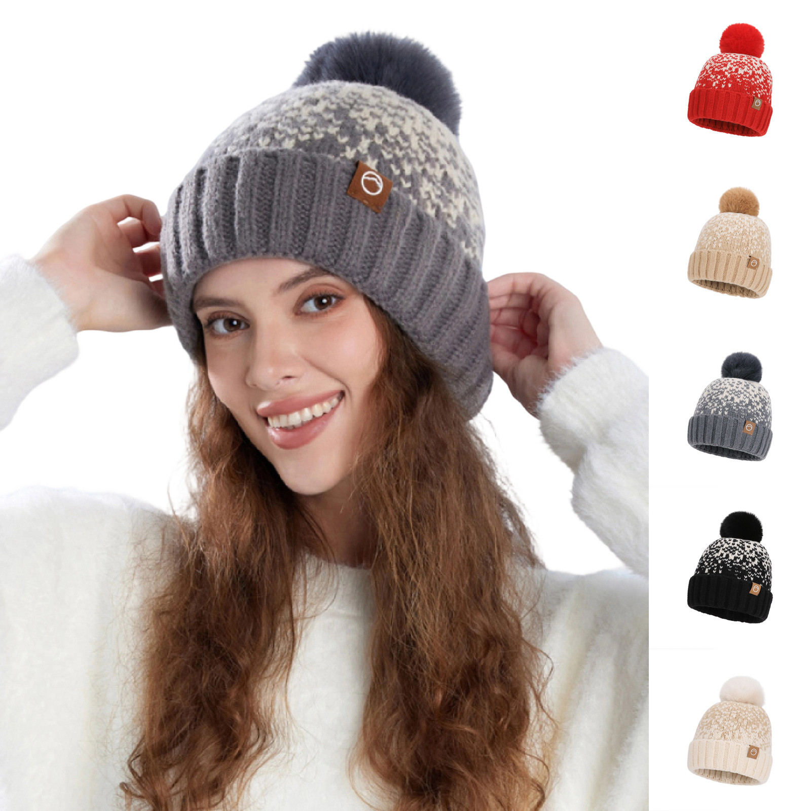 Wool Fleece Lined Ear Flap Beanie Detachable Pompom Classic Chic Winter Warm Waffly Wonderful Earflap Pom Beanie | Chick-fil-A – Shop  main image 2