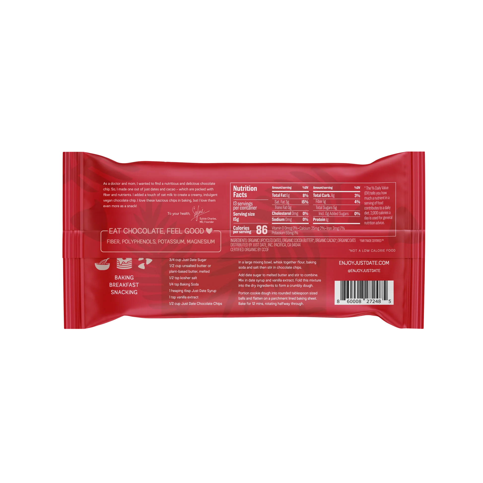 Just Date Organic Milk Chocolate Chips 7 oz