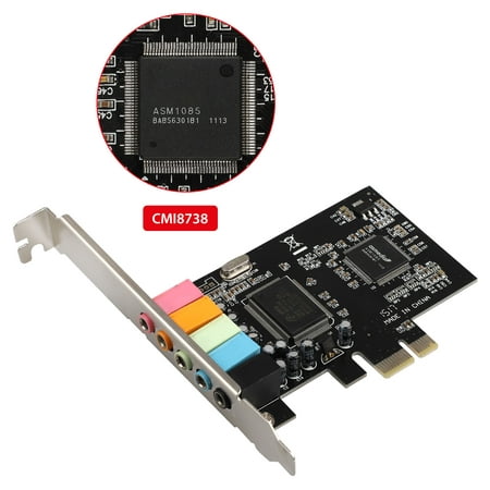 EEEkit PCIe Sound Card, 5.1 Internal Sound Card for PC Windows 10, 3D Stereo PCI-e Audio Card, CMI8738 Chip Sound Card PCI Express