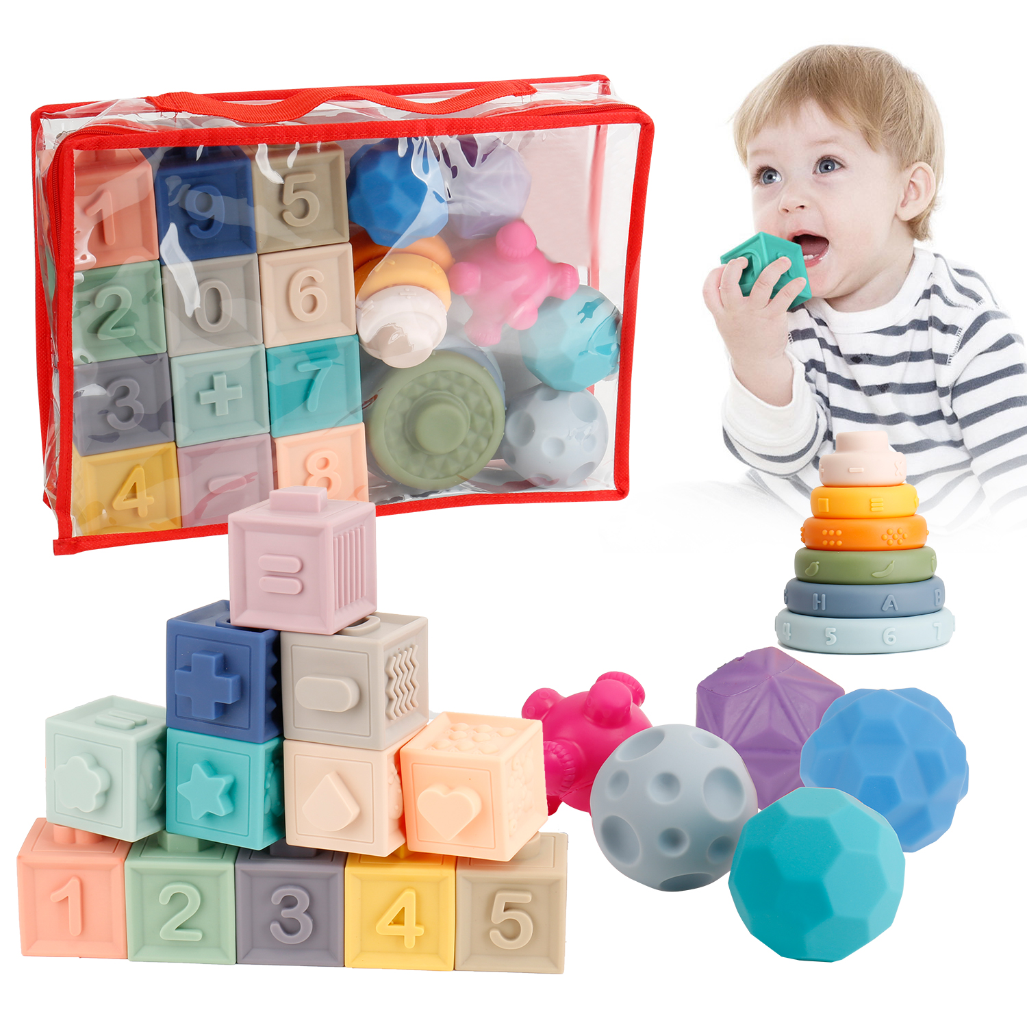 NBPOWER Baby Bath Toys for Toddlers 13, 22 Pcs Montessori Toys for Babies 612 Months, Stacking