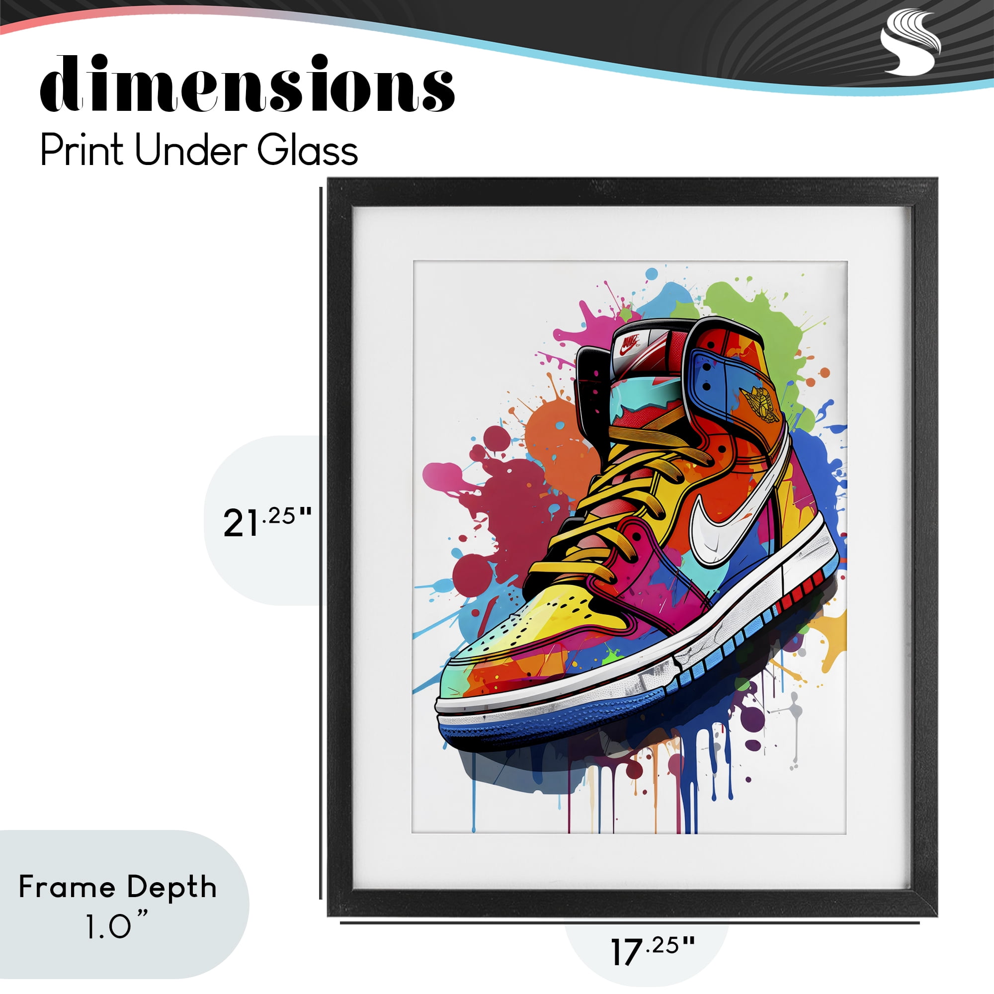 Stupell Industries Graffiti Sneaker on White Black Framed Print Under Glass, design by Creative Studio