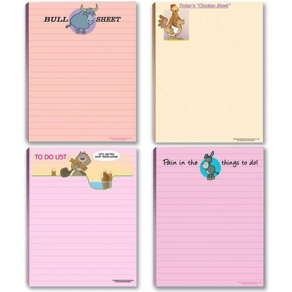 Stonehouse Collection 4 Funny Notepad Assorted Pack - Great Gift Set - 4.25 x 5.5in - 50 Sheets Per Pad (Humorous Set #1)
