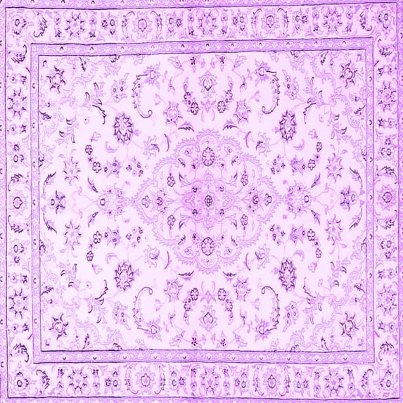 Ahgly Company Indoor Square Medallion Purple Traditional Area Rugs, 3' Square