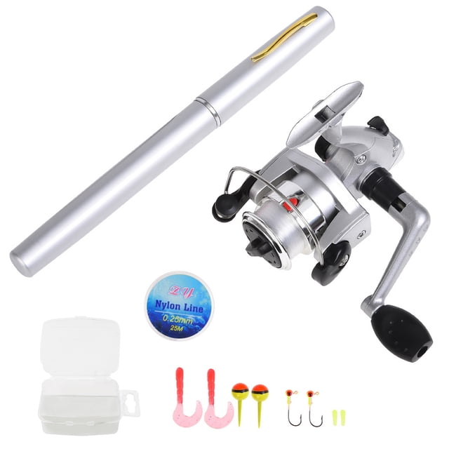 Pen Fishing Rod and Reel Combo Set Mini Telescopic Pocket Fishing Rod Spinning Reel Fishing Line Soft Lures Baits Jig Hooks