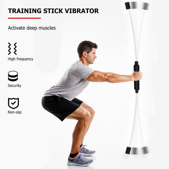 BESTYASH White Rubber Vibrating Fitness Bar Muscle Trainer for Yoga Pilates Exercise Home Gym Workout 1PC