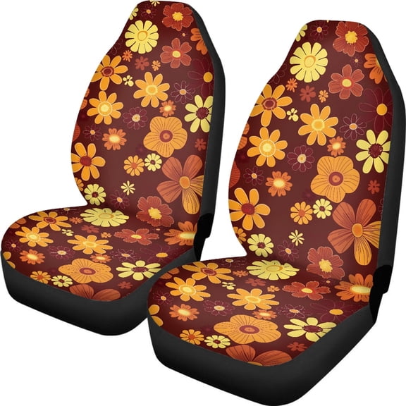 XYZCANDO Car Seat Covers Retro Floral 2 Pack Car Front Seat Covers Interior Decor Truck SUV Vehicle Protective Removable Car Seat Protector