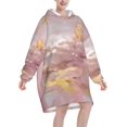 thumbnail image 2 of Marble Texture Print Oversized Blanket Hoodie, Wearable Blanket Adult For Women Men And Teenager, Super Soft Warm Flannel Fluffy Hooded Blankets Sweatshirt With Big Pocket, 2 of 8