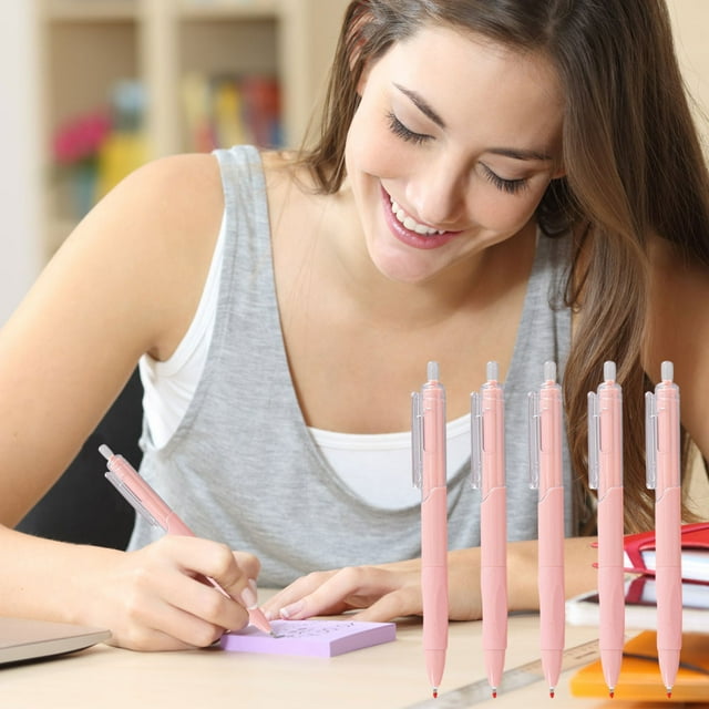 Gel Pens 0.5mm Fine Point Black Ink | 5 Pack Smooth Writing Frosted Non-Slip Grip | Multicolor Professional Office Journal Note Pens | Durable Clip | 2ml Each | 15cm Size | Gift Set