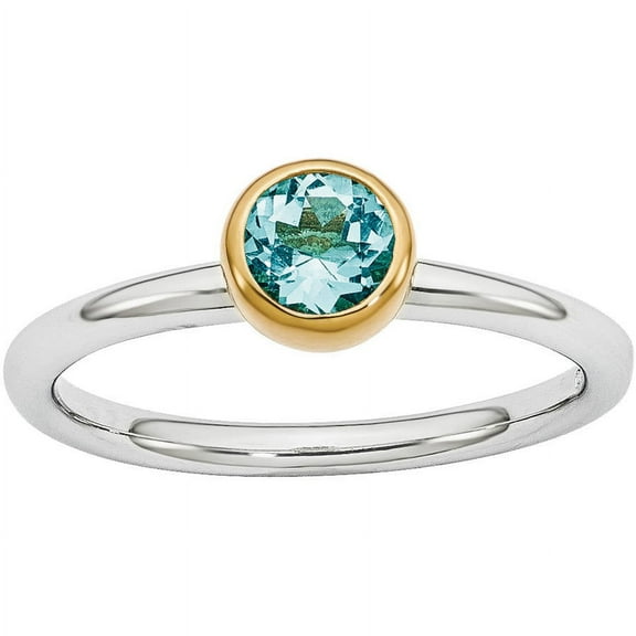 Blue Topaz Sterling Silver with Gold-Plate Ring