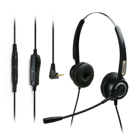 Binaural Microphones (AGPtek Hands-free 2.5mm Binaural Telephone Headset w/ Noise Canceling Mic + 3.5MM QD + Volume Mute)