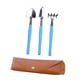 thumbnail image 4 of Herramientas de jardinería mini de hojas de rastrillo de mano con bolsa de almacenamiento de cuero PU Herramientas de plantación práctica para macetas Azul, 4 of 8