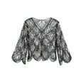 thumbnail image 3 of HULIJA Womens Long Sleeve Sequin Lace Shrug Sheer Open Front Bolero Cardigan for Wedding Party Dress Silver One Size, 3 of 4