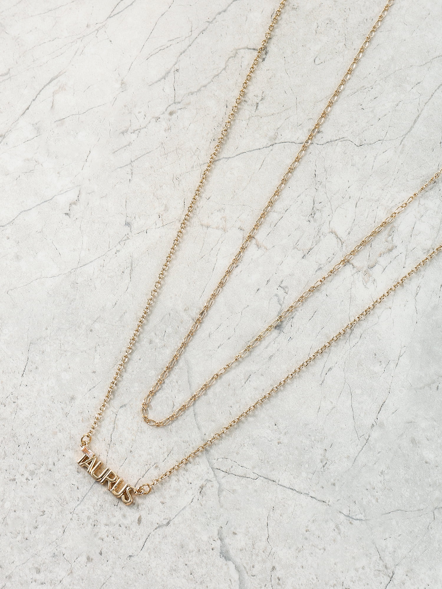 Time and Tru Goldtone Zodiac Necklace Set, 2 Pieces, Taurus