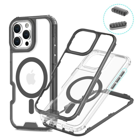 Allytechgroup Clear Phone Case for Apple iPhone 12 Pro / 12 6.1", Shockproof TPU & PC iPhone 12 Pro / 12 6.1" Cover Anti-Scratch Transparent Case Compatible with MagSafe Accessories,Clearblack