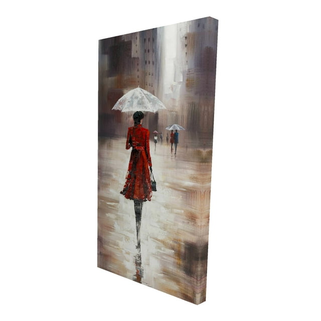 Quiet walk in the rain - Toile 24"x48 Pouces - Impression à la Demande