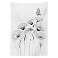 thumbnail image 3 of Ambesonne Daisy Tablecloth Rectangular Table Cover, Sketch Fauna and Flora, 60"x84", Black and White, 3 of 4