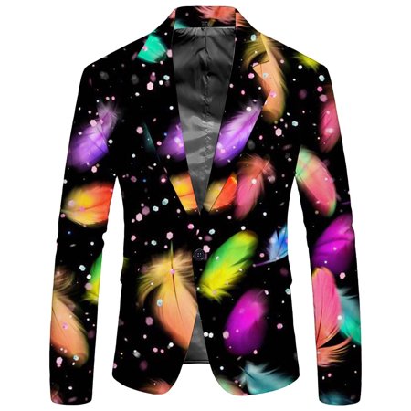 FYEGRE Men s Blazers & Suit Jackets Men s St Patricks Day Printed Button Long Sleeve Suit Jacket for Holiday Party Events and Festive Celebrations Black S