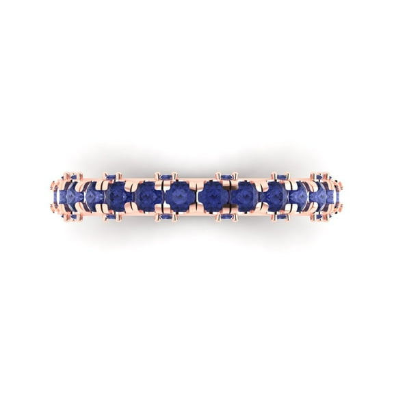 3.13 ctw Wedding Band for Women - 18K Rose Gold Simulated Tanzanite Stackable Eternity Ring